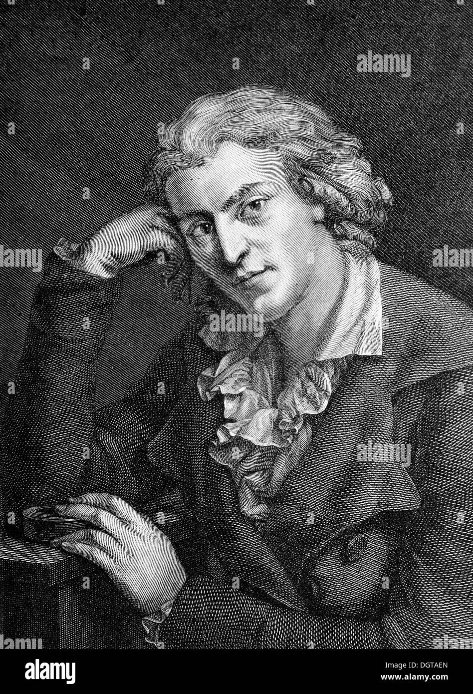 Schiller in 1787, historical illustration in Deutsche Literaturgeschichte or German literature from 1885 Stock Photo