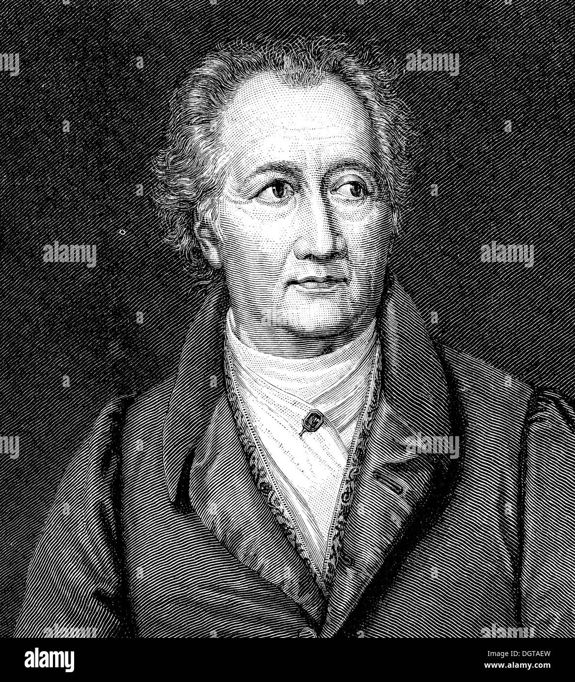 Goethe in his 70th year, historical illustration in Deutsche