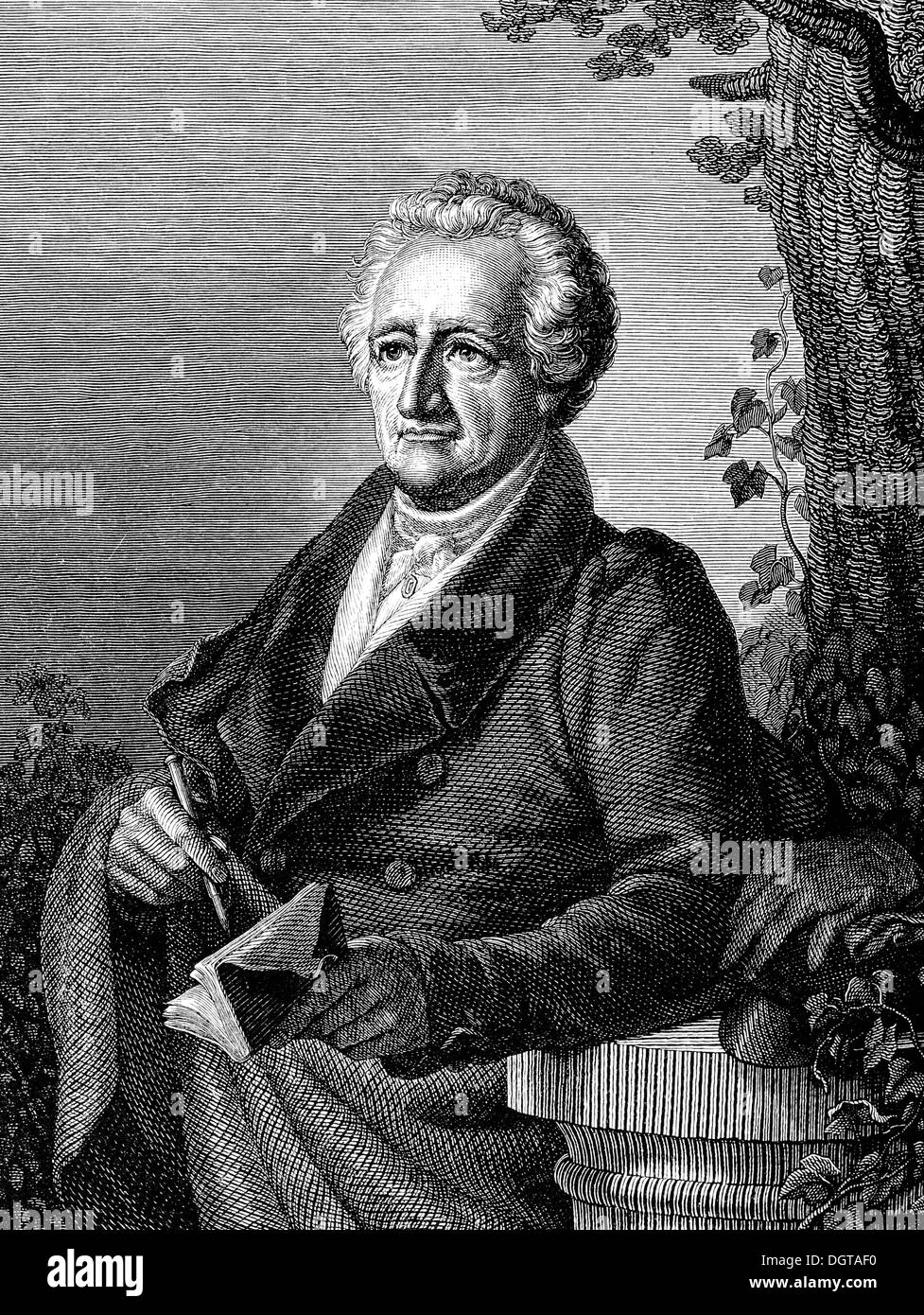 Goethe in his 83rd year, historical illustration in Deutsche