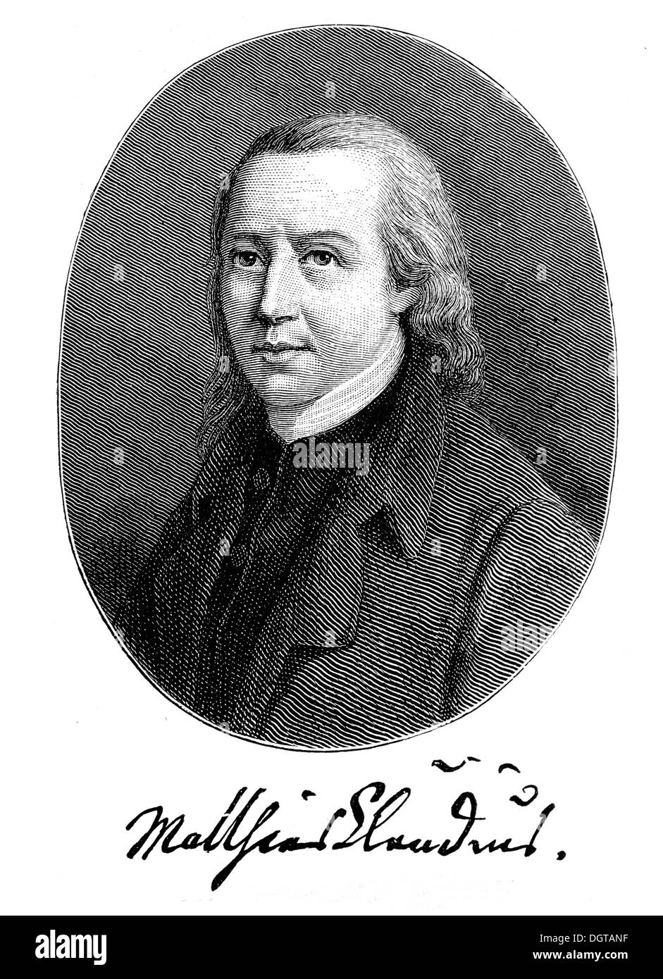 Matthias Claudius, historical illustration in Deutsche Literaturgeschichte or German literature from 1885 Stock Photo