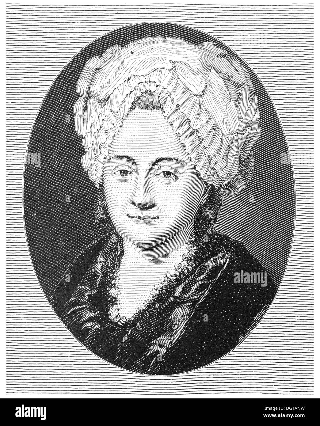 Frau Rat, Goethe's mother, historical illustration in Deutsche Literaturgeschichte or German literature from 1885 Stock Photo