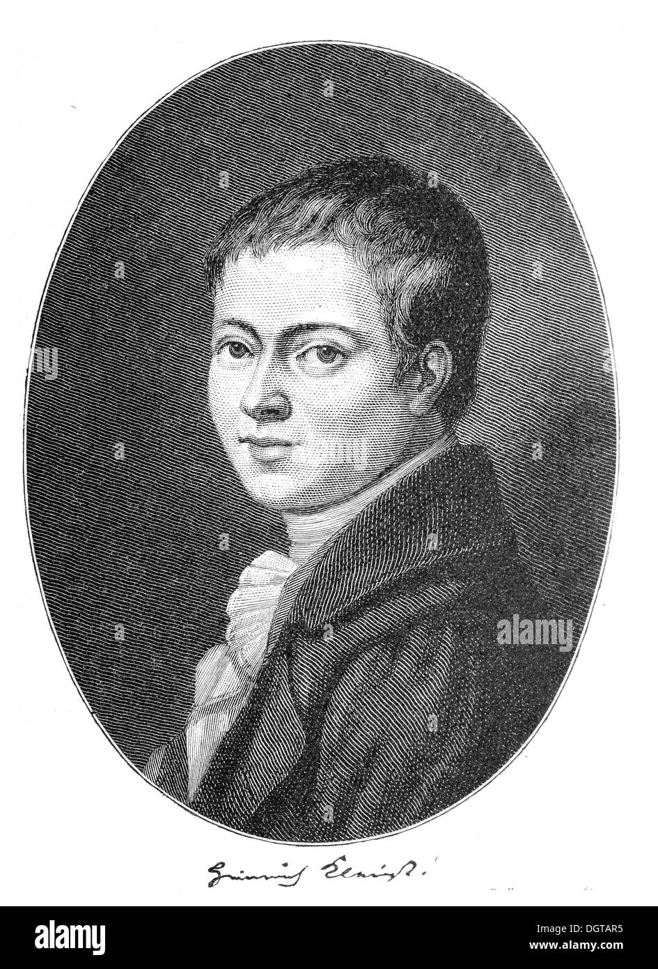 Heinrich von Kleist, 1801, historic illustration from Deutsche Literaturgeschichte, a history of German literature from 1885 Stock Photo