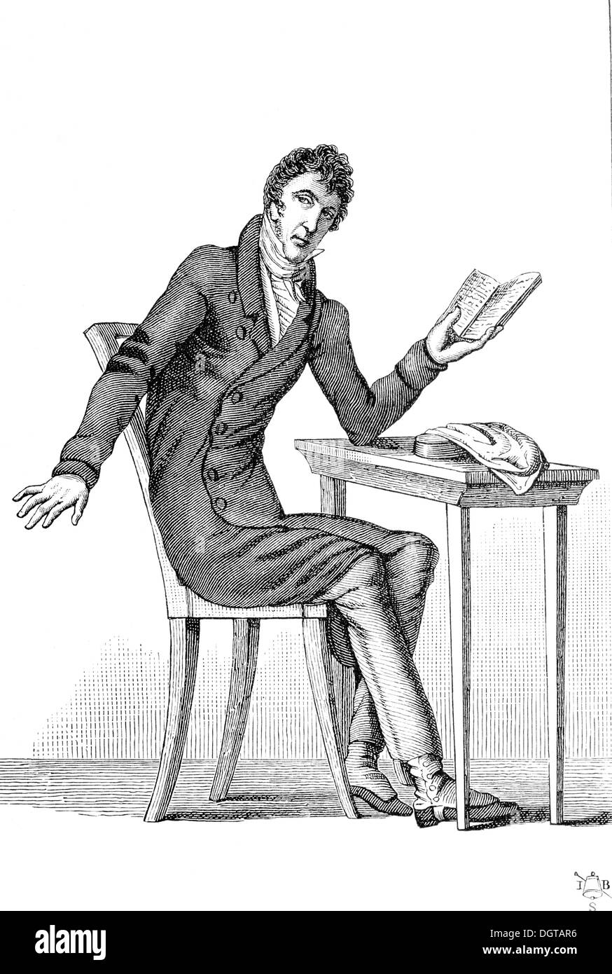 Zacharias Werner, historic illustration from Deutsche Literaturgeschichte, a history of German literature from 1885 Stock Photo