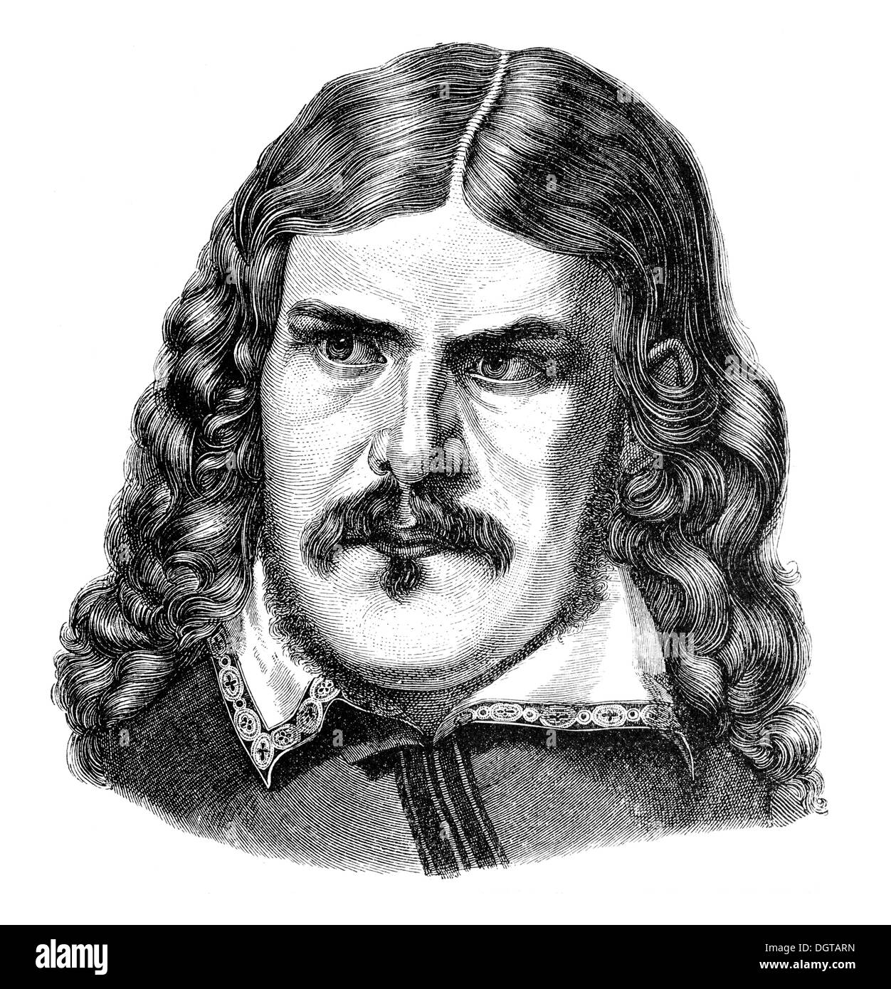 Friedrich Rueckert in younger years, historic illustration from