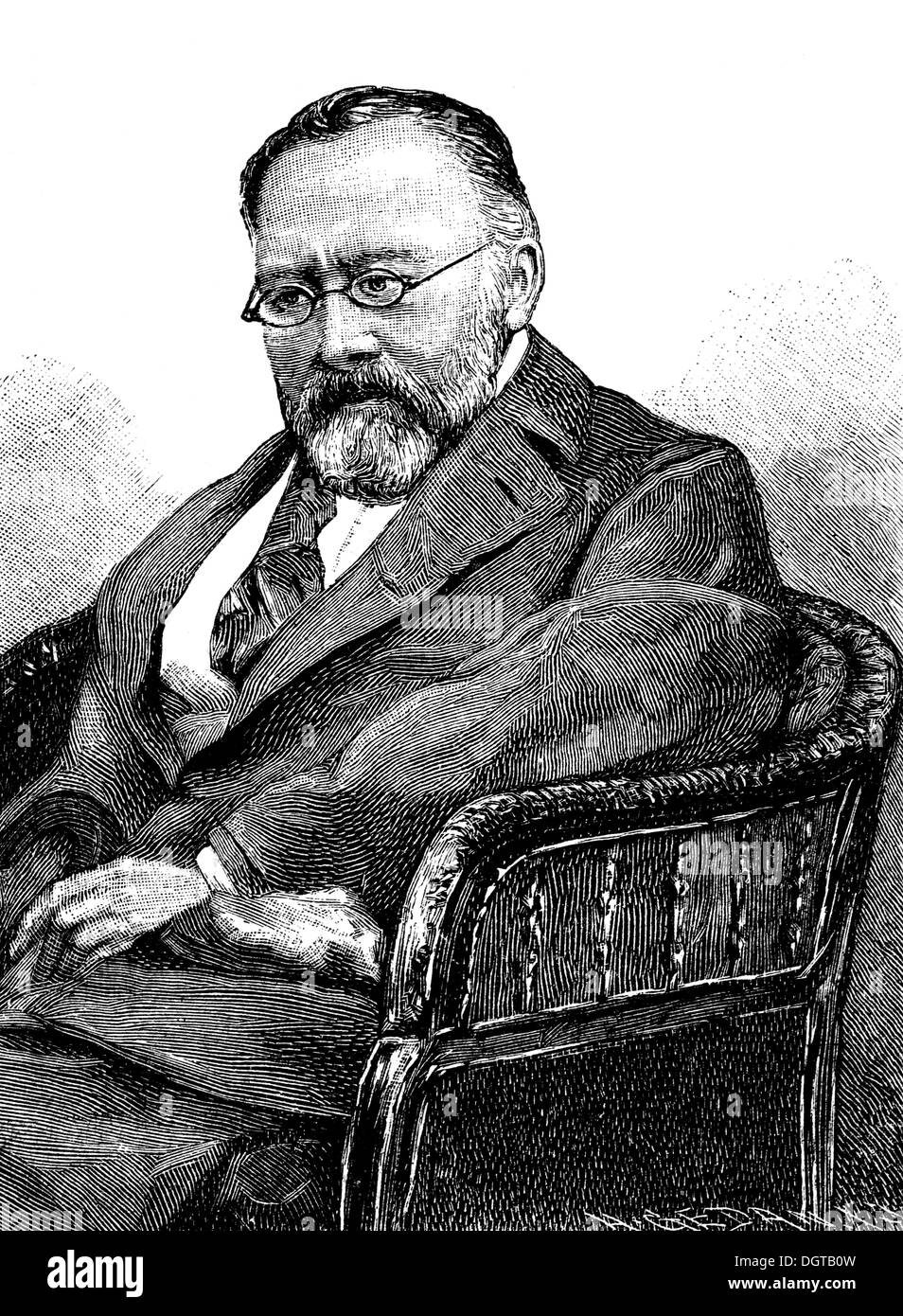 Wilhelm Haering, historic illustration from History of German Literature from 1885 Stock Photo