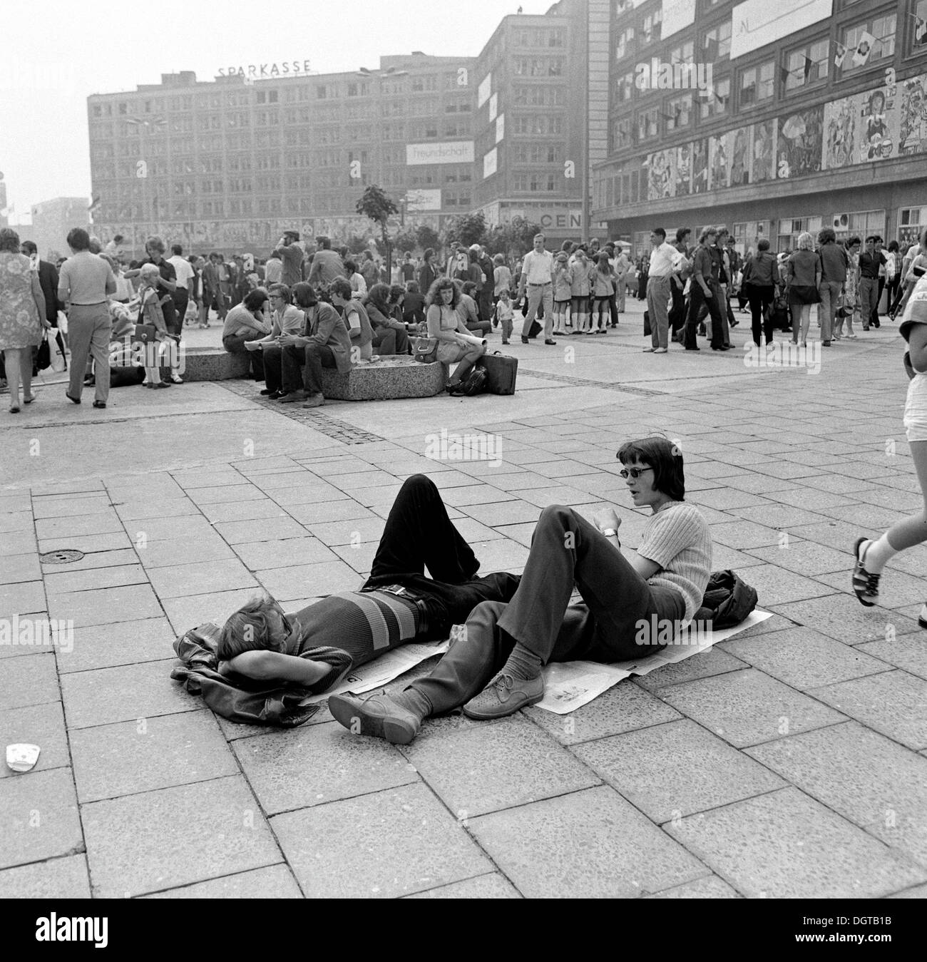 Weltfestspiele der Jugend, a communist youth festival, Alexanderplatz square, 1973, Berlin, GDR, East Germany Stock Photo