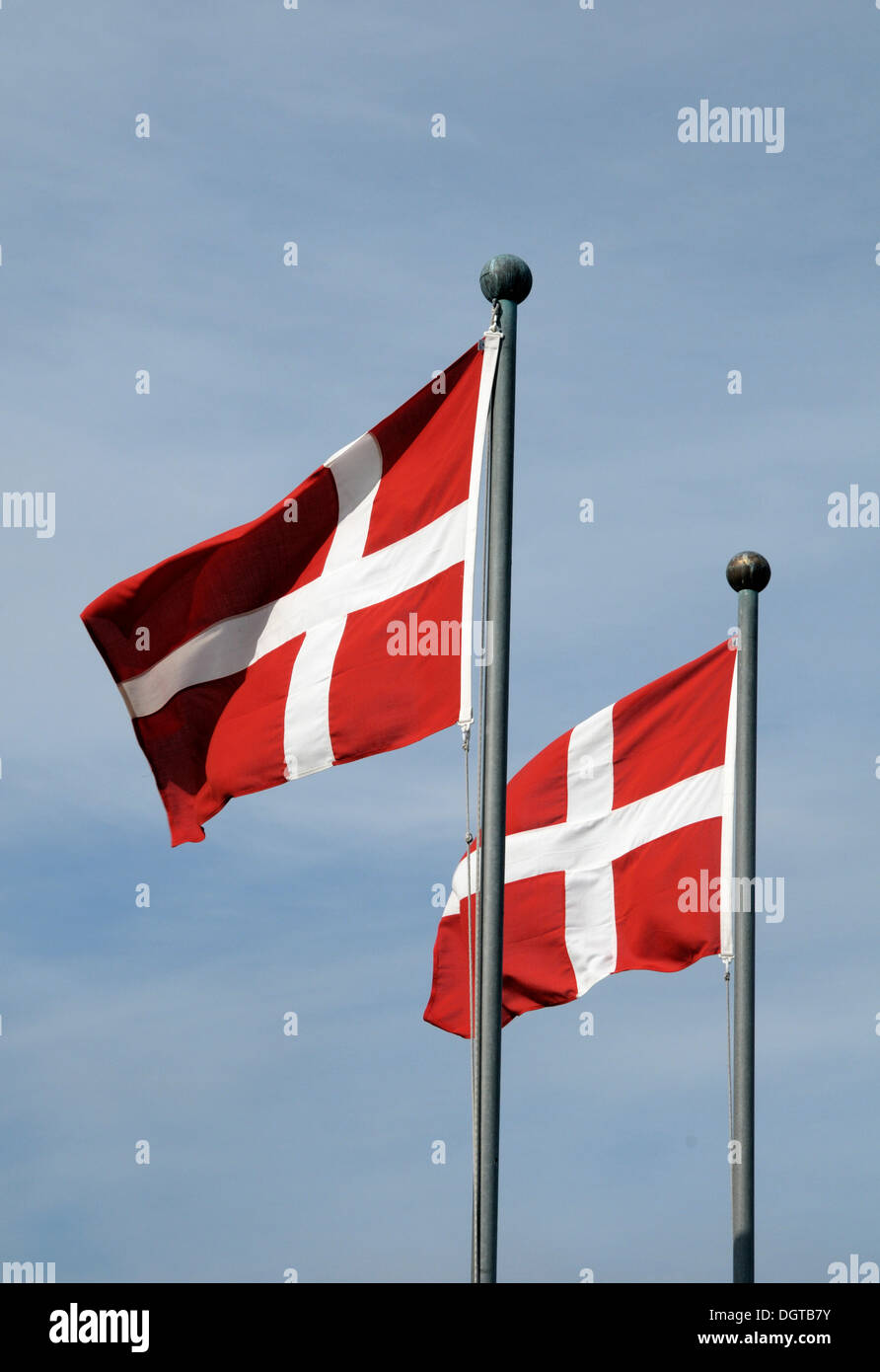 Danish flags, Copenhagen, Denmark, Scandinavia, Europe, PublicGround Stock Photo