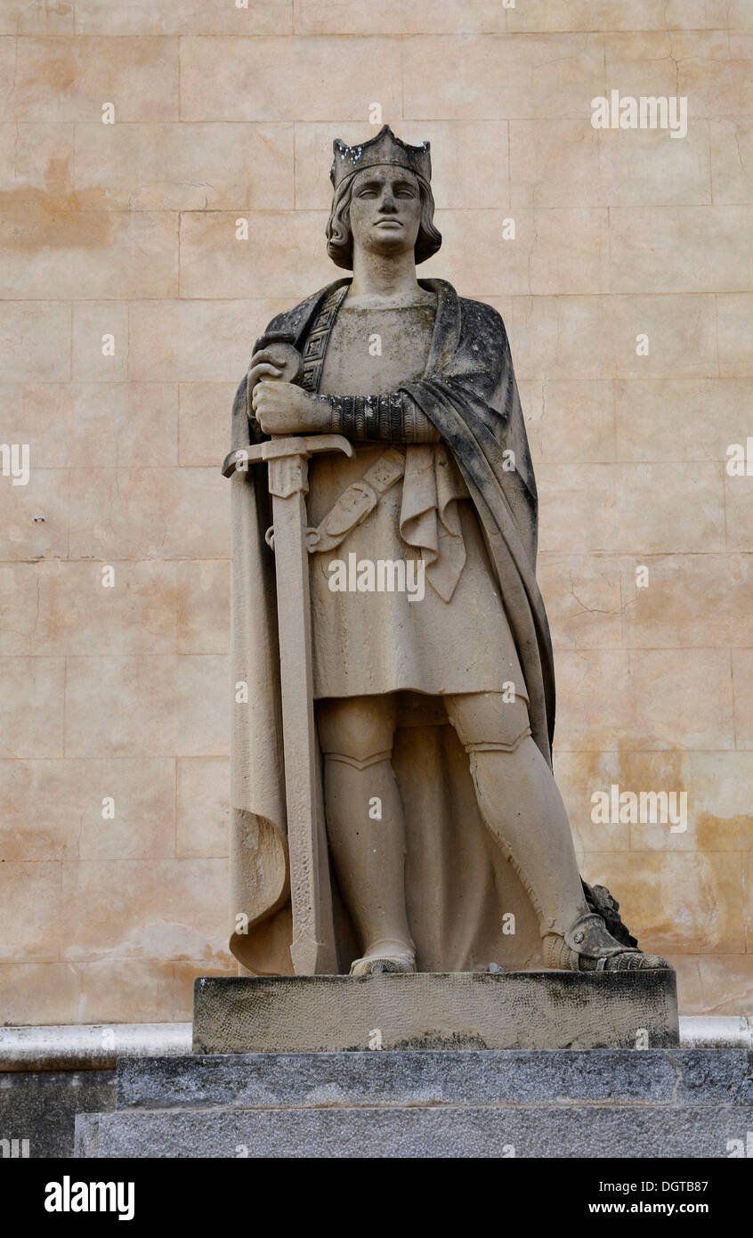 Statue of Alfons III, Alfonso III, King von Aragón, Maó, Mahón, Menorca, Balearic Islands, Spain, Europe Stock Photo
