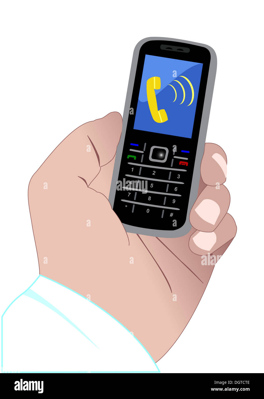 Hand and calling mobile phone Stock Photo