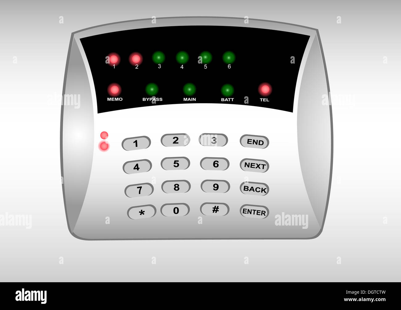 The panel of the security alarm system Stock Photo
