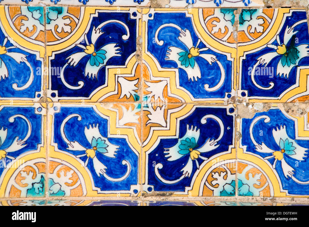 Moorish patterns ceramic decorated tiles Ronda Spain Stock Photo