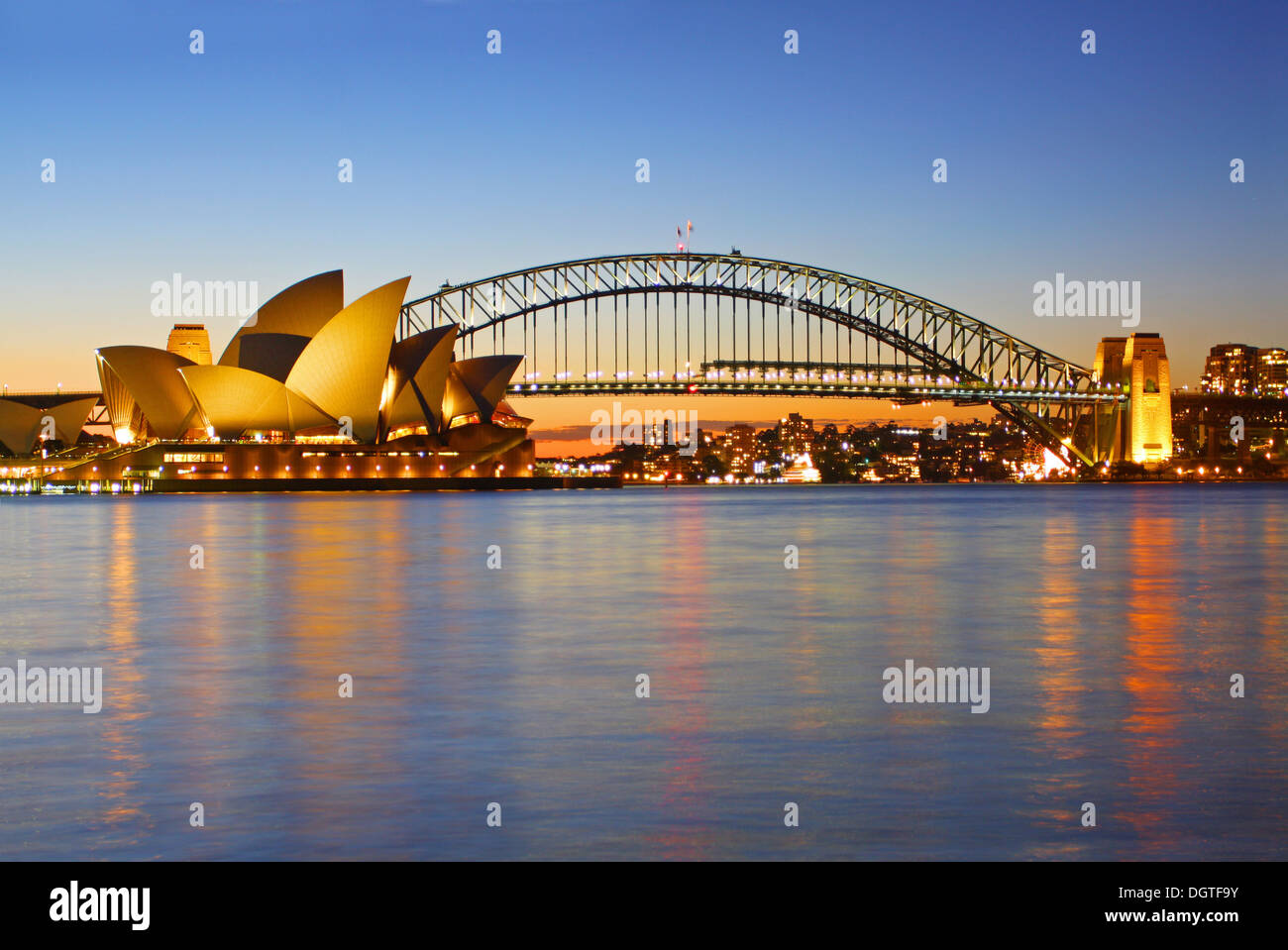 The Sydney Opera House and Harbour Bridge in Australia Stock Photo