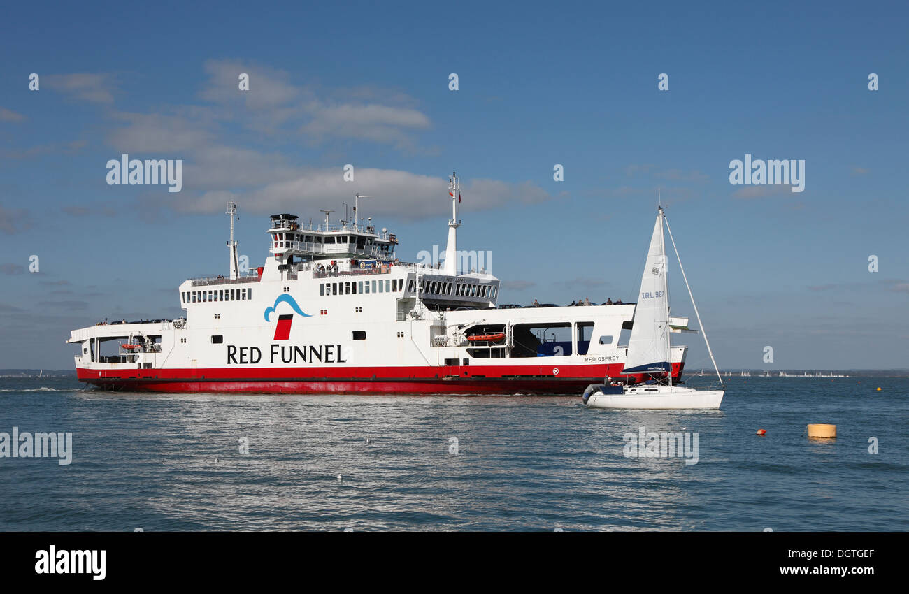 Red Funnel line vehicle and passenger ferry Red Osprey arriving at