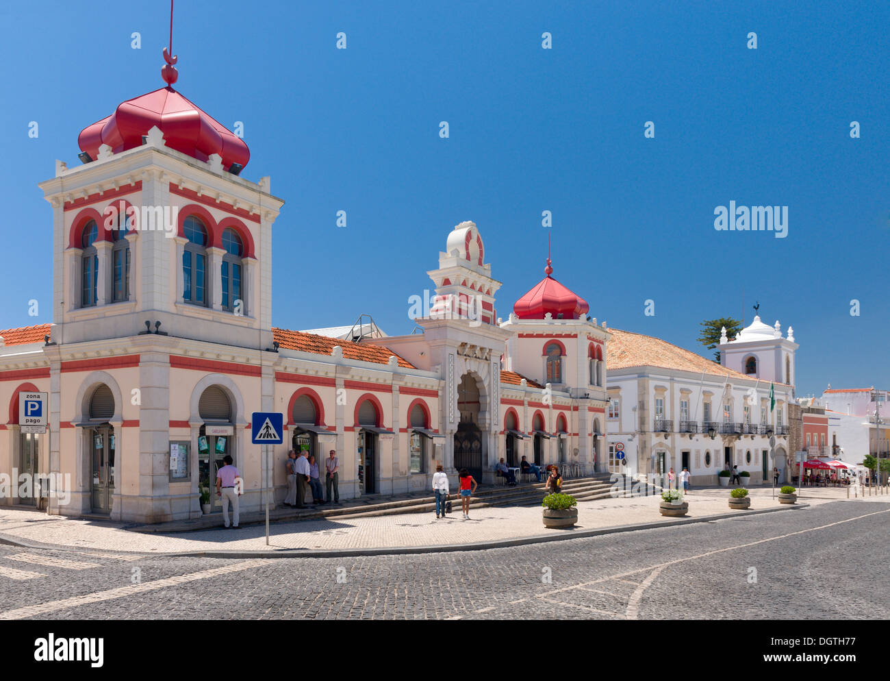 Portugal, the Algarve, Loulé town centre. The market building and town hall, Stock Photo