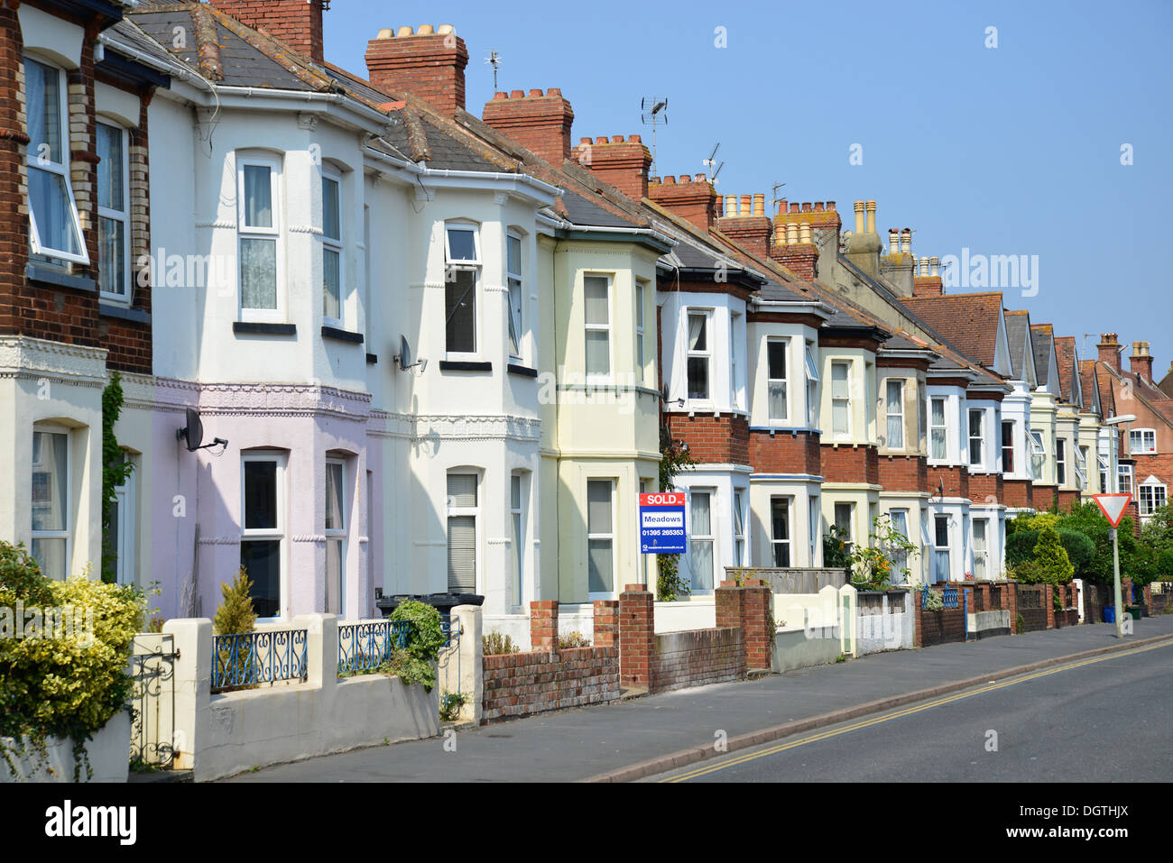 Row of Victorian terraced houses on seafront, Morton Road, Exmouth Stock Photo 62006306 Alamy