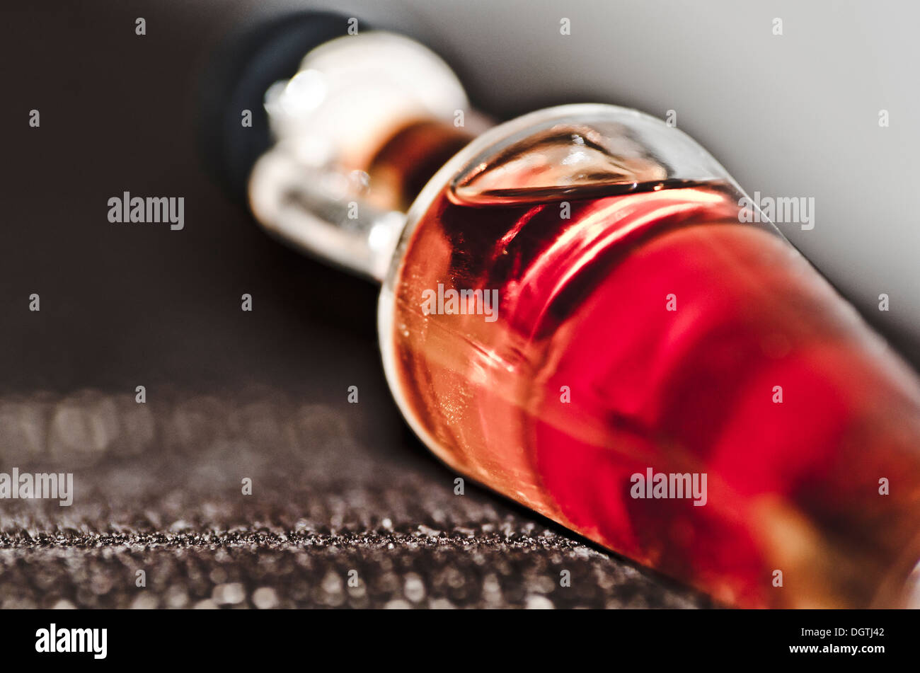 Decorative Glass Bottles With Liquor Selective Focus Stock Photo