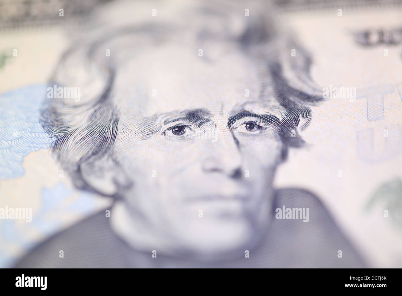 Andrew Jackson, the 7th President of the United States, on twenty dollars bill. Stock Photo