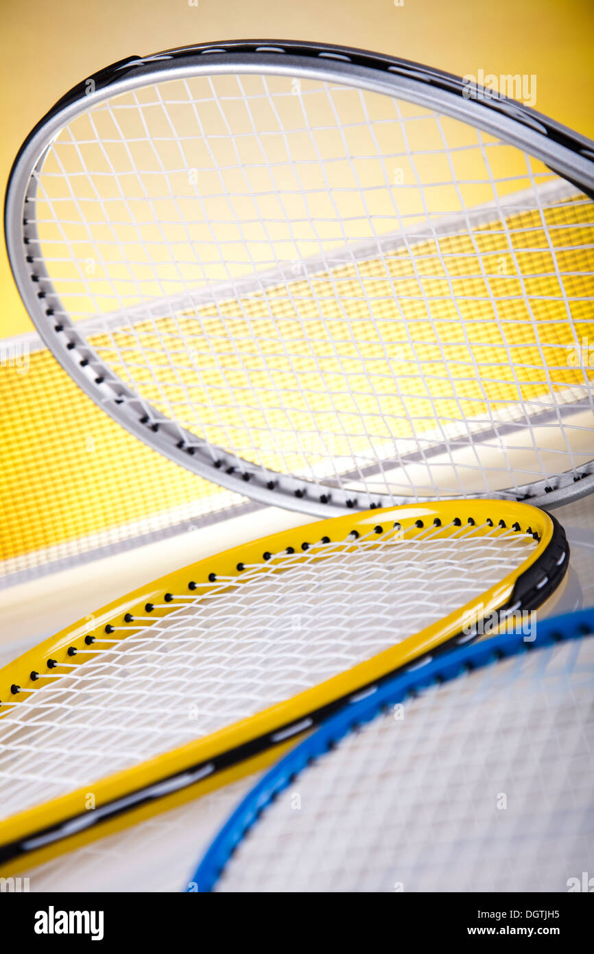 Tennis and badminton rackets Stock Photo Alamy