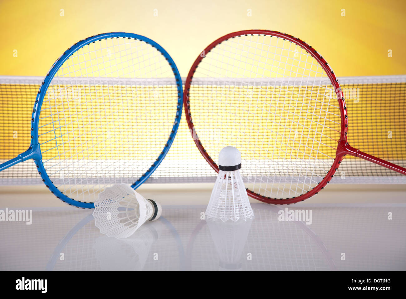 Badminton rackets and shuttlecock Stock Photo Alamy