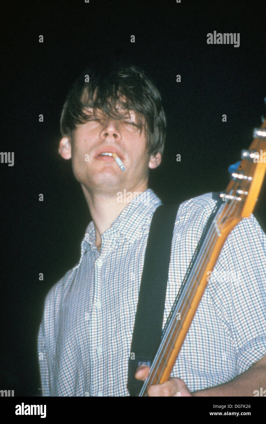 BLUR UK rock group with Alex James about 1997 Stock Photo