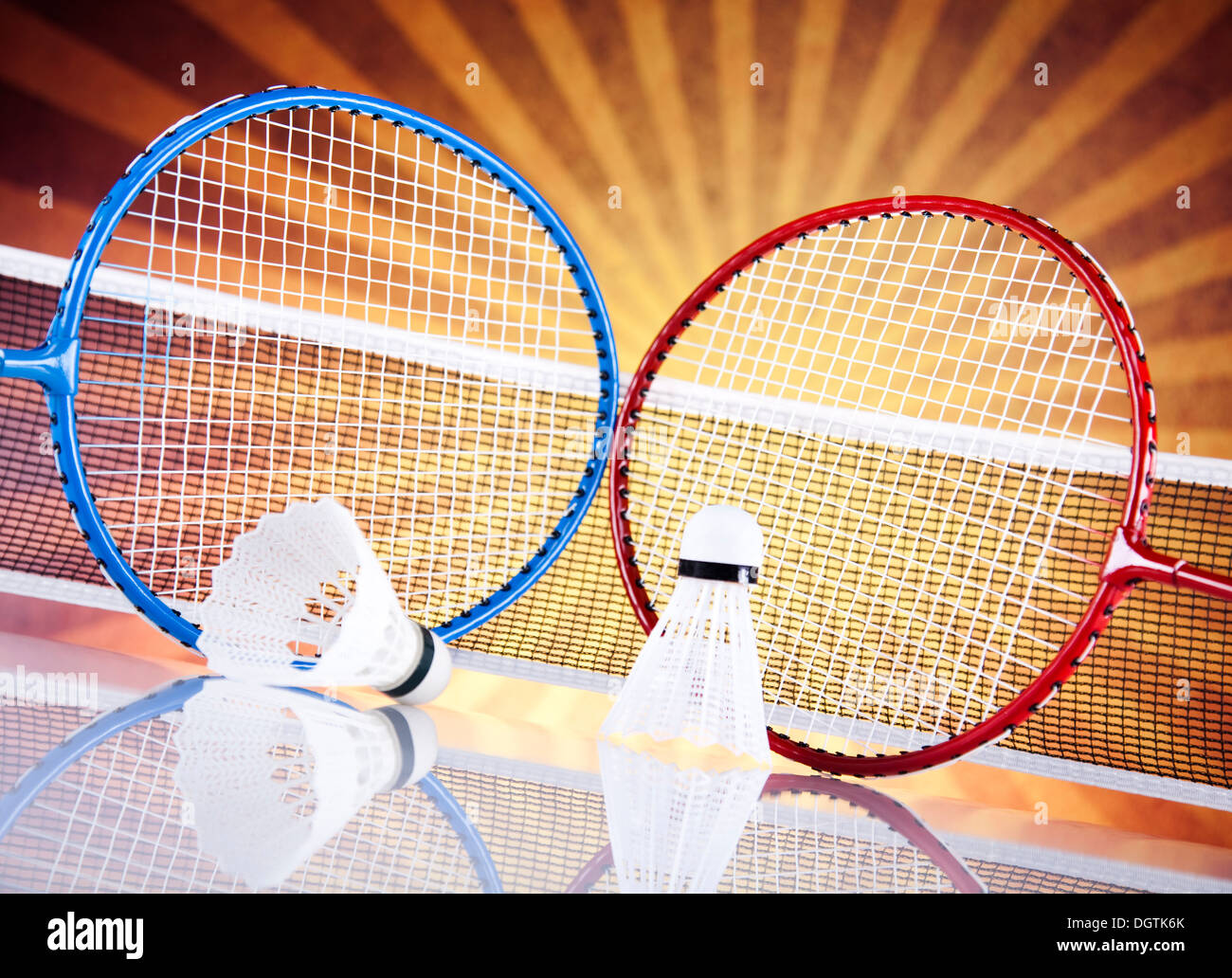 Badminton rackets and shuttlecock Stock Photo Alamy