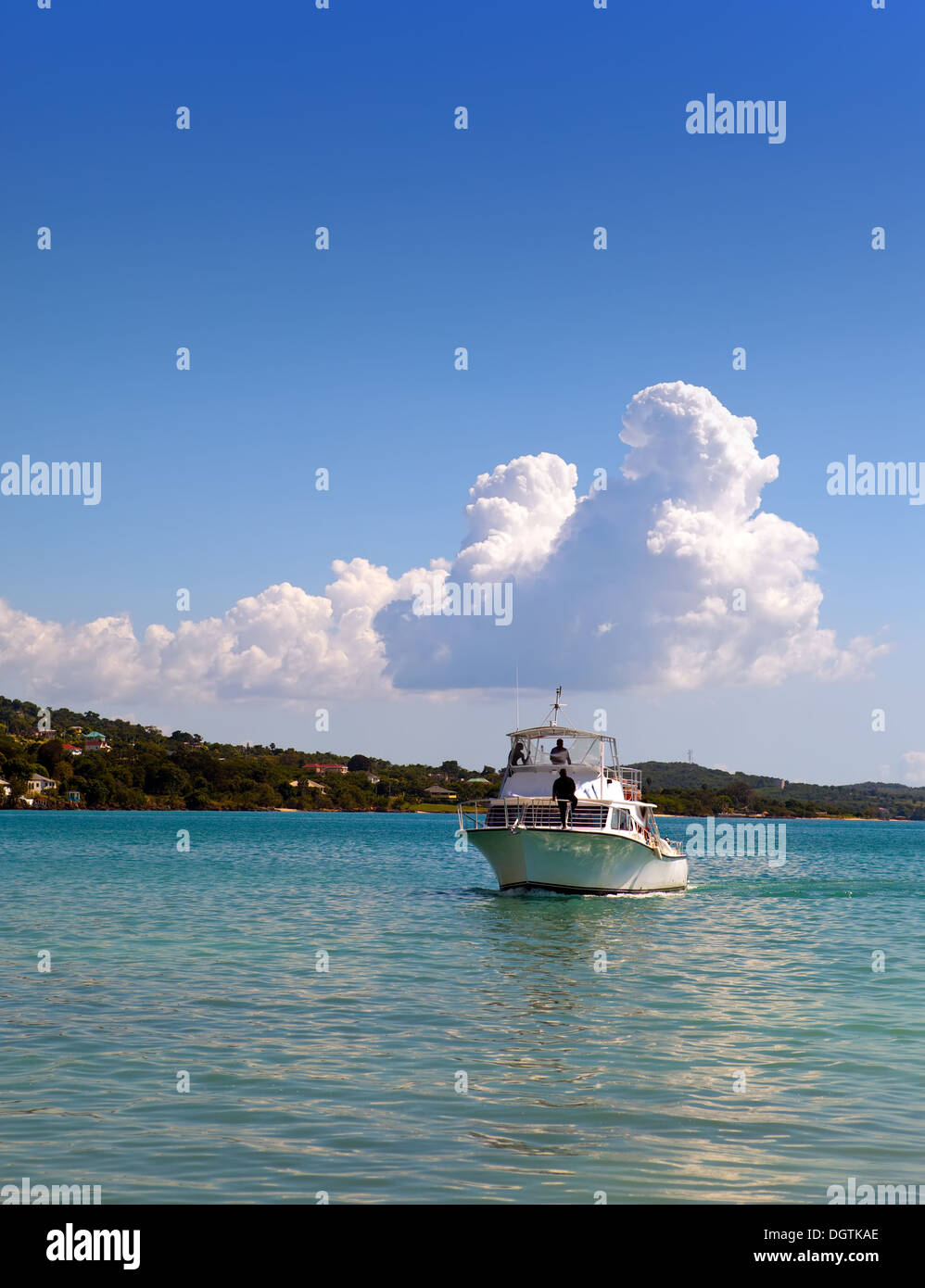 The motor boat in the sea. Jamaica Stock Photo