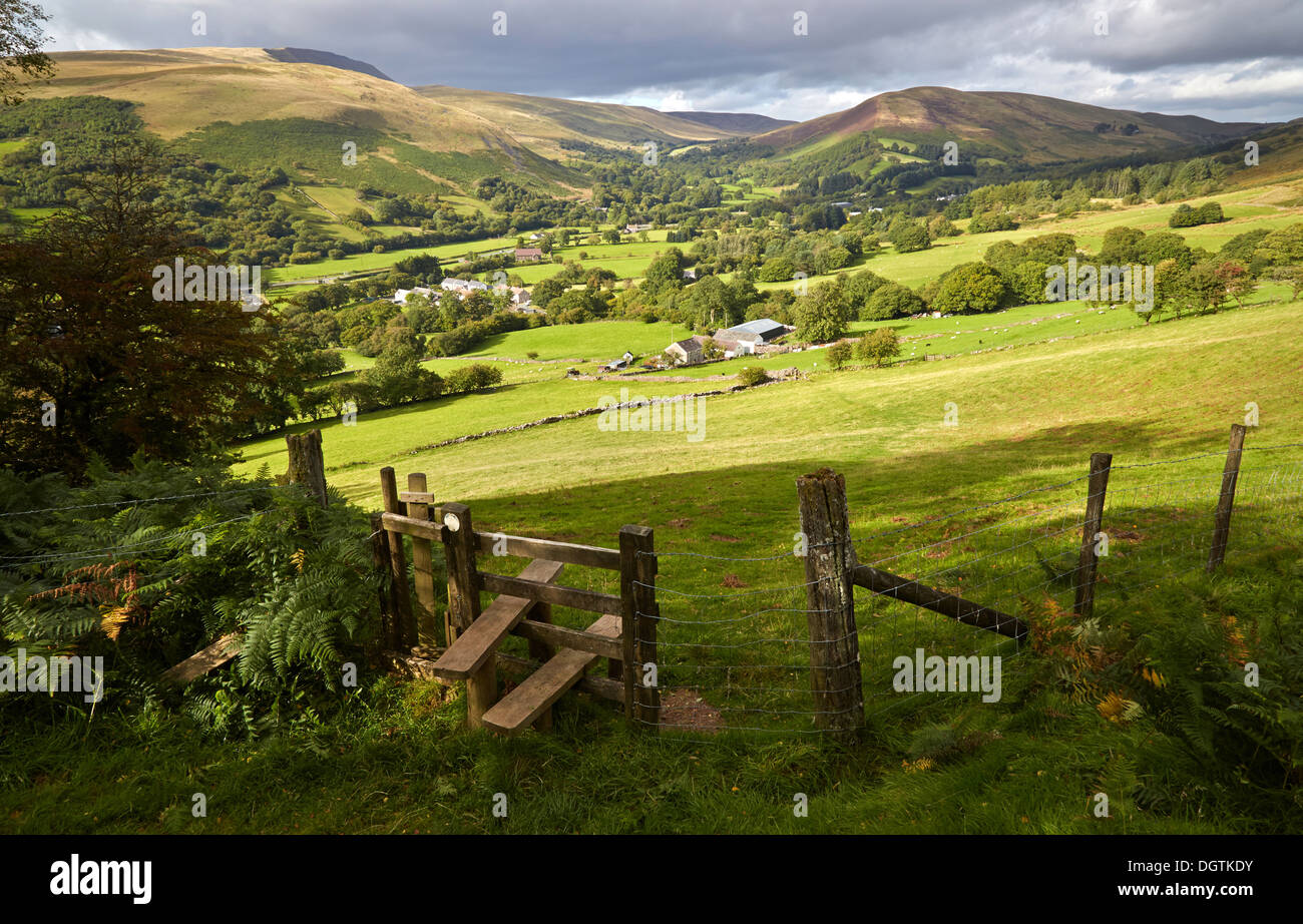 Looking towards the Tawe valley and Fan Brycheiniog near Glyntawe in the Brecon Beacons of South Wales UK Stock Photo