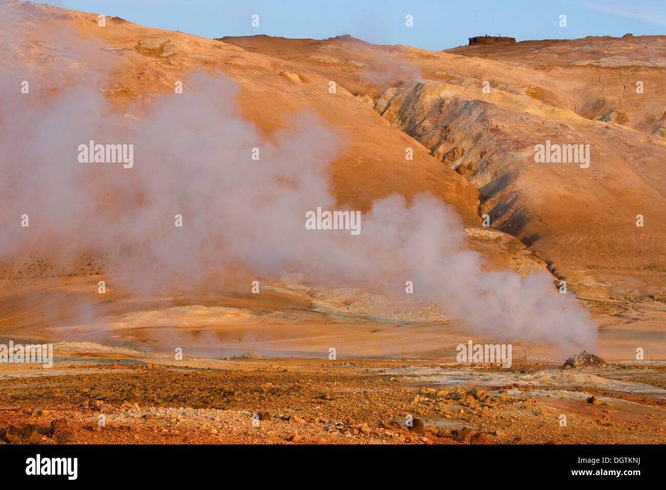 Solfataras in the Námafjall geothermal area at Lake Myvatn in Iceland, Europe Stock Photo