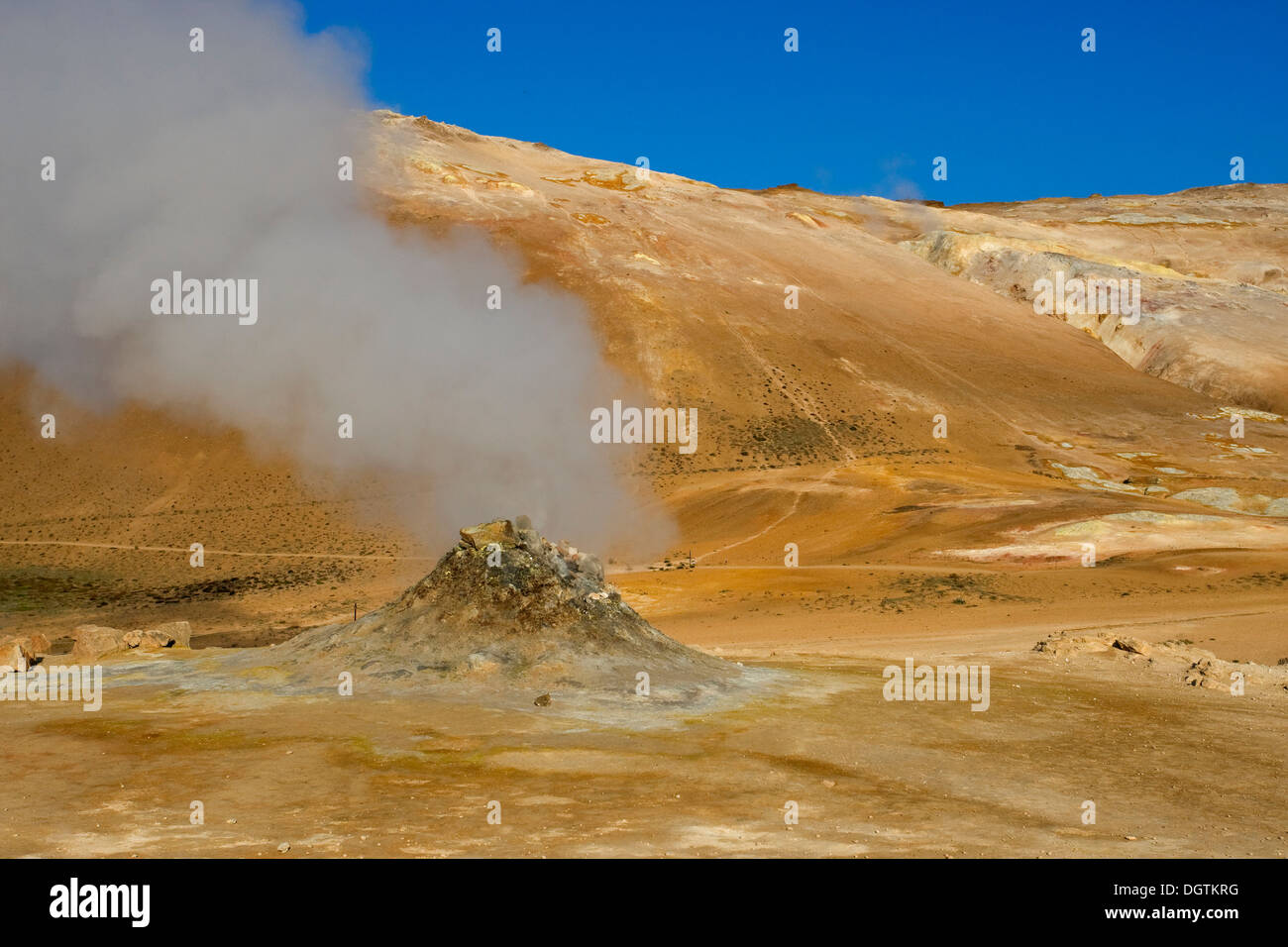 Solfataras in the Námafjall geothermal area at Lake Myvatn in Iceland, Europe Stock Photo
