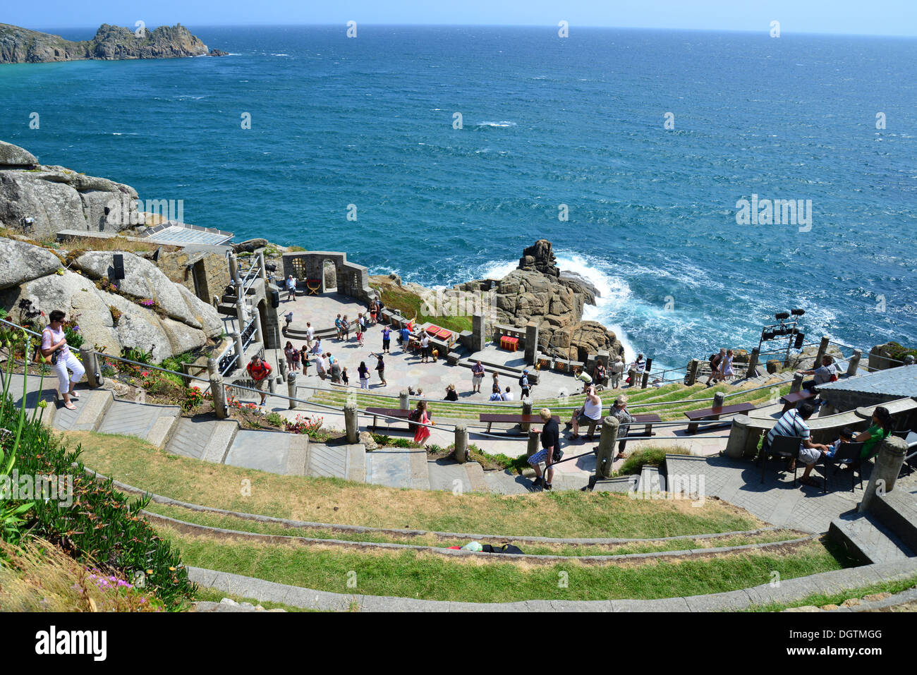 Minack Theatre, Porthcurno Bay, Porthcurno, Cornwall, England, United Kingdom Stock Photo