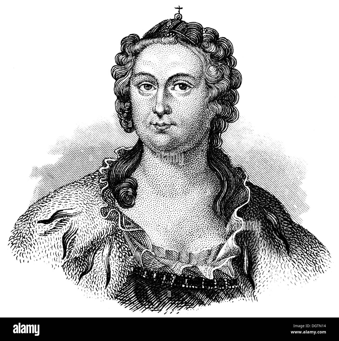 Yekaterina Alexeevna, Catherine II, or Catherine the Great, 1729 - 1796, Empress of Russia, Stock Photo
