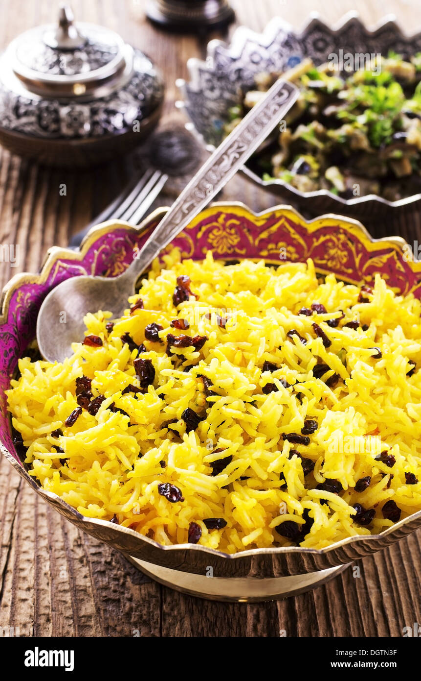 saffron rice with barberries Stock Photo