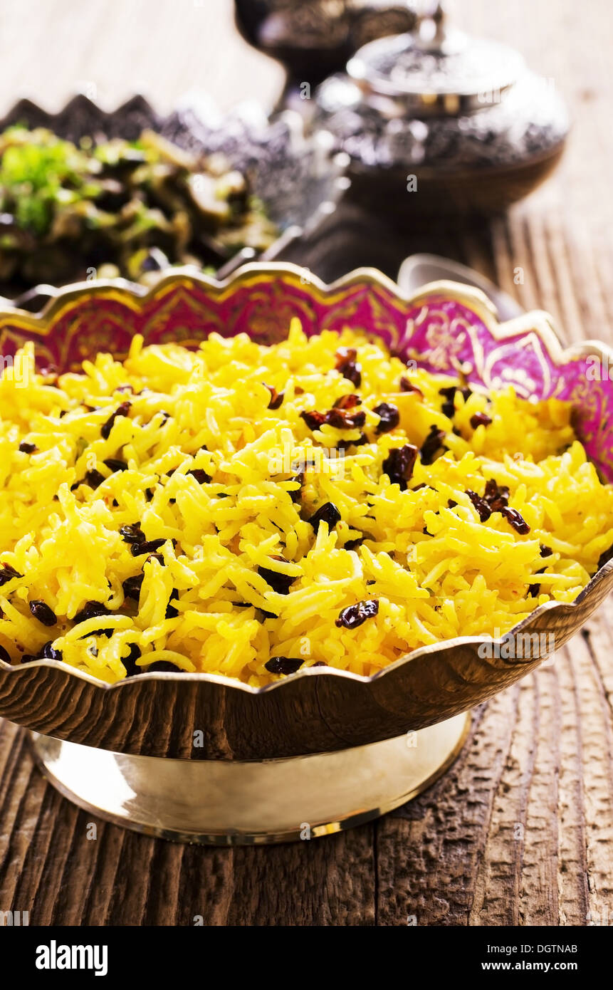 percian rice with saffron and barberries Stock Photo