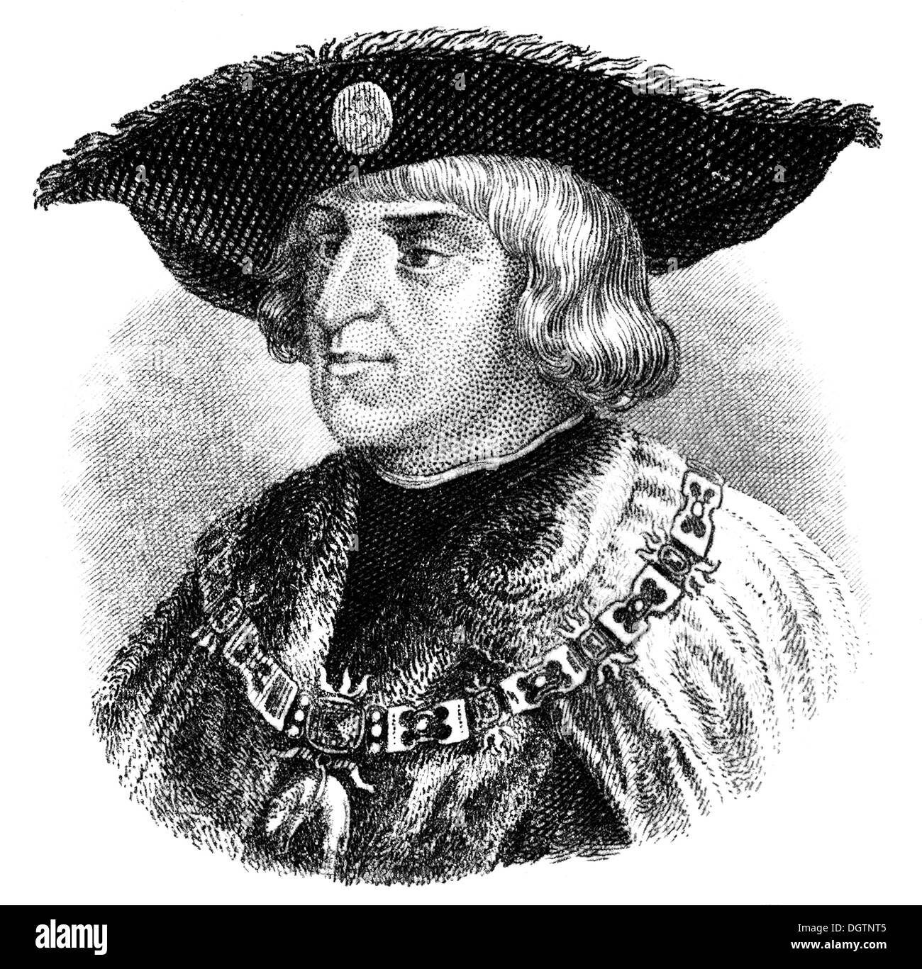 Maximilian I von Habsburg, known as The Last Knight, 1459 - 1519, Historical illustration Stock Photo