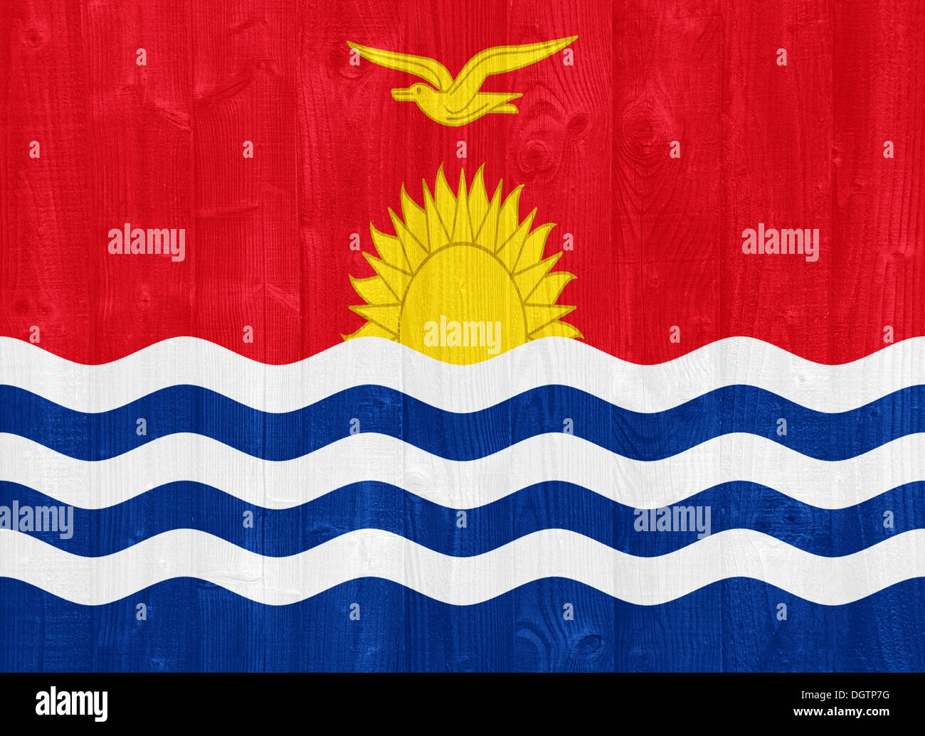 gorgeous Kiribati flag painted on a wood plank texture Stock Photo