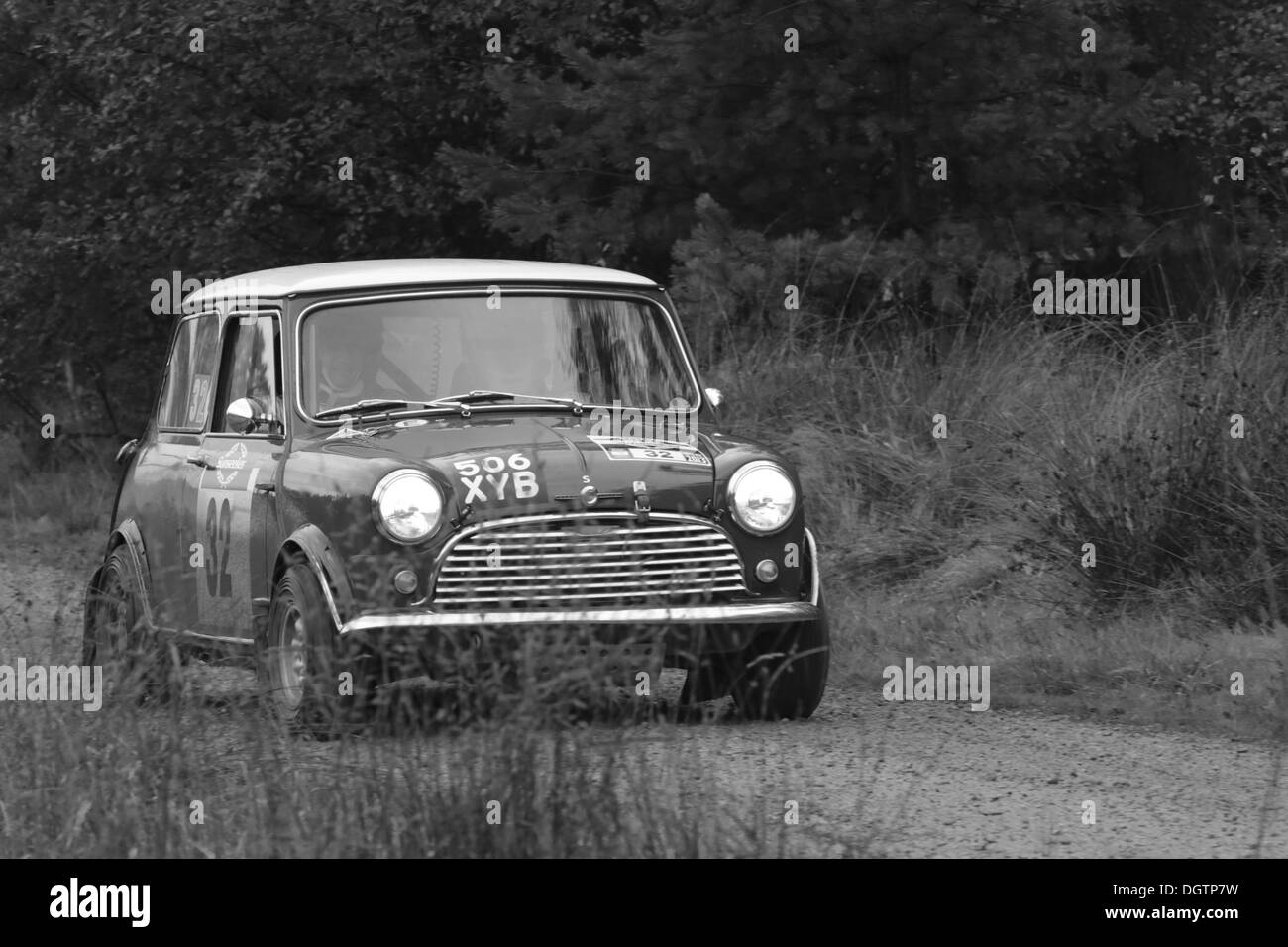 Morris Mini Cooper taking part in the Rallye Sunseeker Historique 2013 Stock Photo