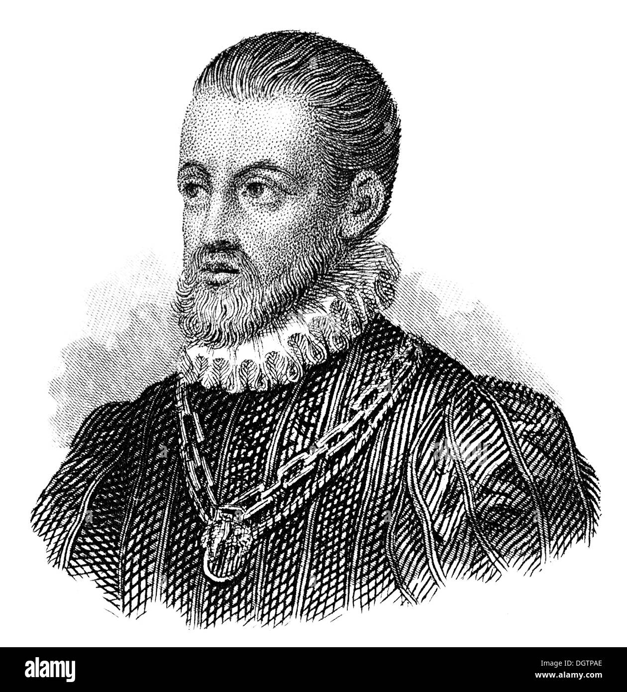 portrait of Philip II of Spain, 1527 - 1598, King of Spain, the Netherlands and Portugal Stock Photo