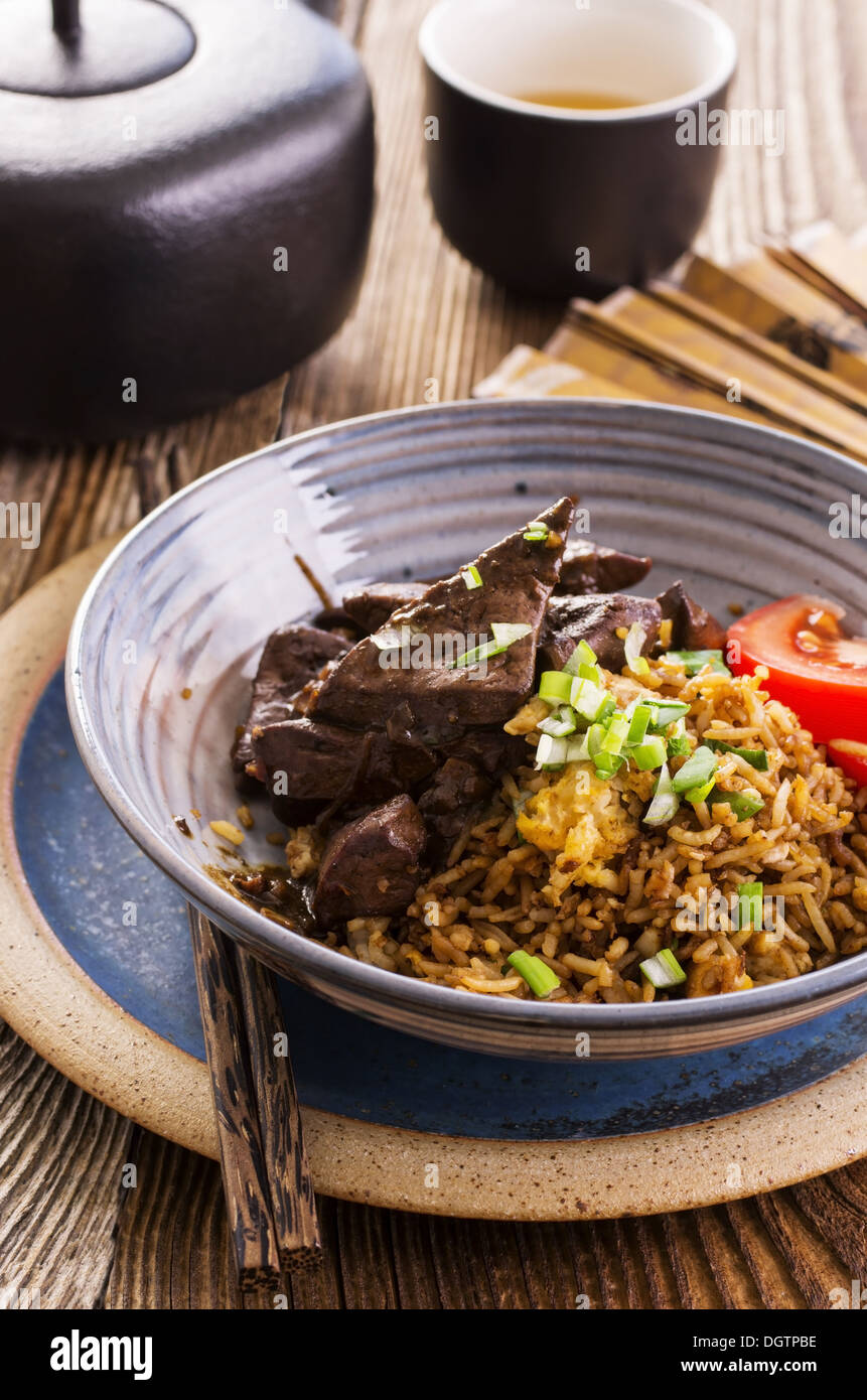 fried rice with liver Stock Photo