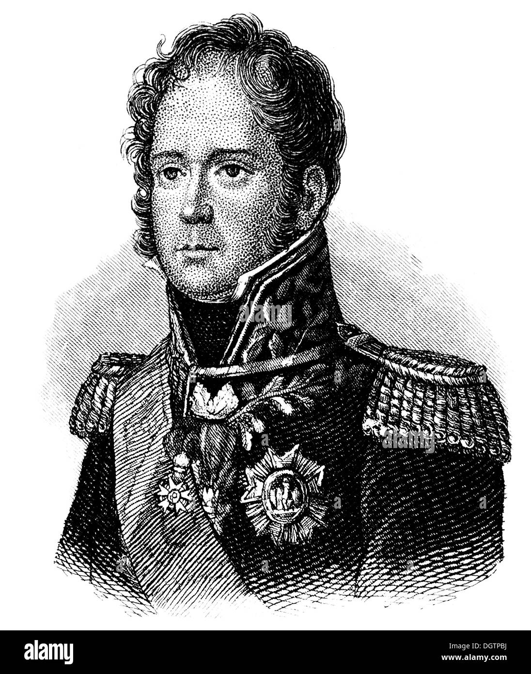 portrait of Michel Ney, Duke of Elchingen, Prince of the Moskwa, 1769 - 1815, a French marshal under Napoleon Stock Photo