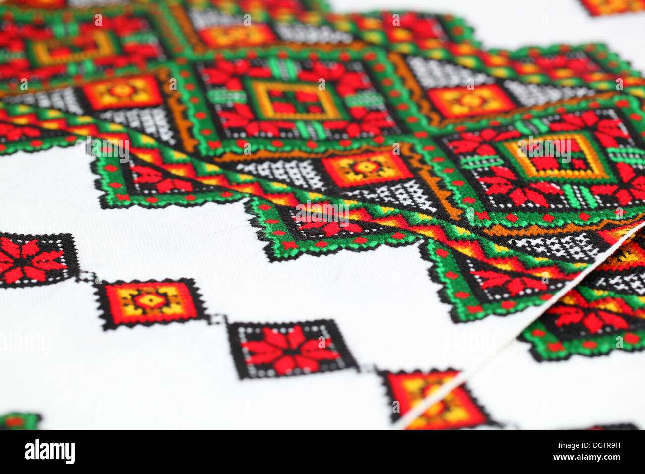 Detail of the yarn embroidery from a traditional Ukrainian Rushnyky