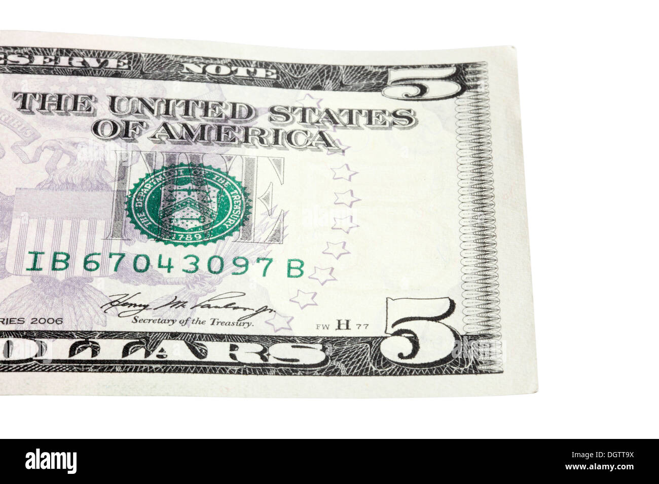 part of the fivedollar bill Stock Photo Alamy
