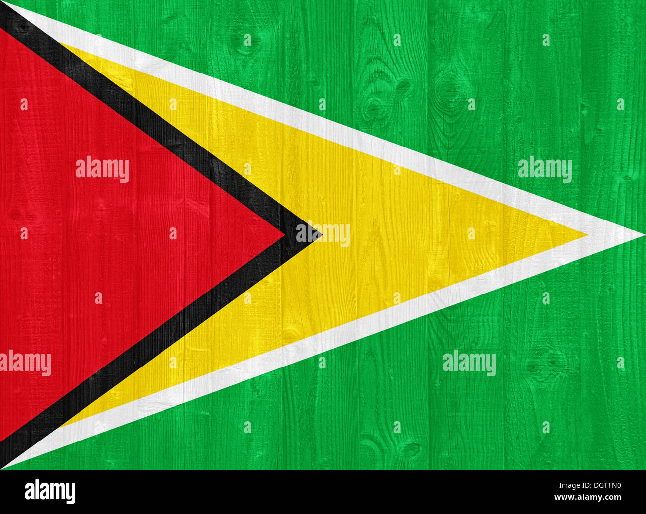 gorgeous Guyana flag painted on a wood plank texture Stock Photo