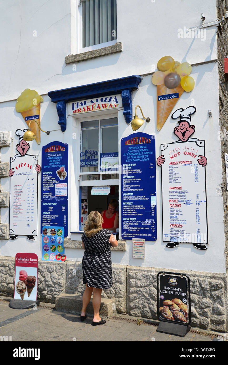 Piazza and ice cream shop, The Platt, Wadebridge, Cornwall, England
