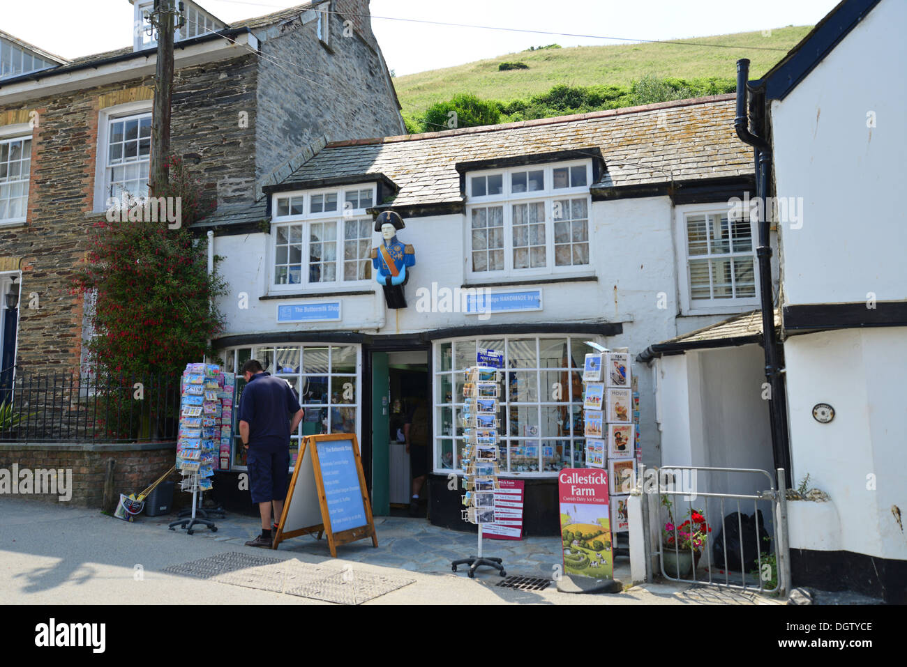 The Buttermilk Shop, Church Hill, Port Isaac, Cornwall, England, United Kingdom Stock Photo