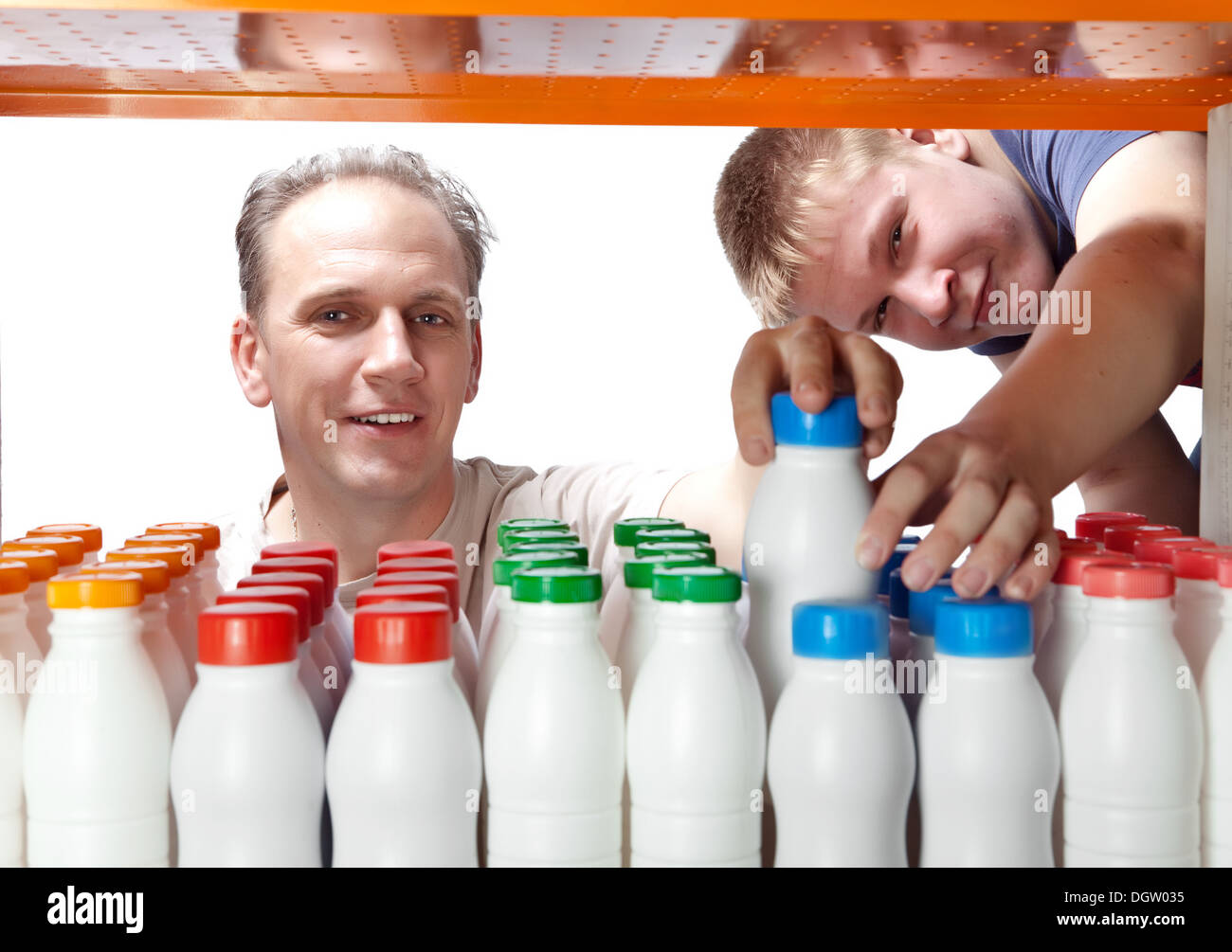 Dairy products sale in supermarket hires stock photography and images