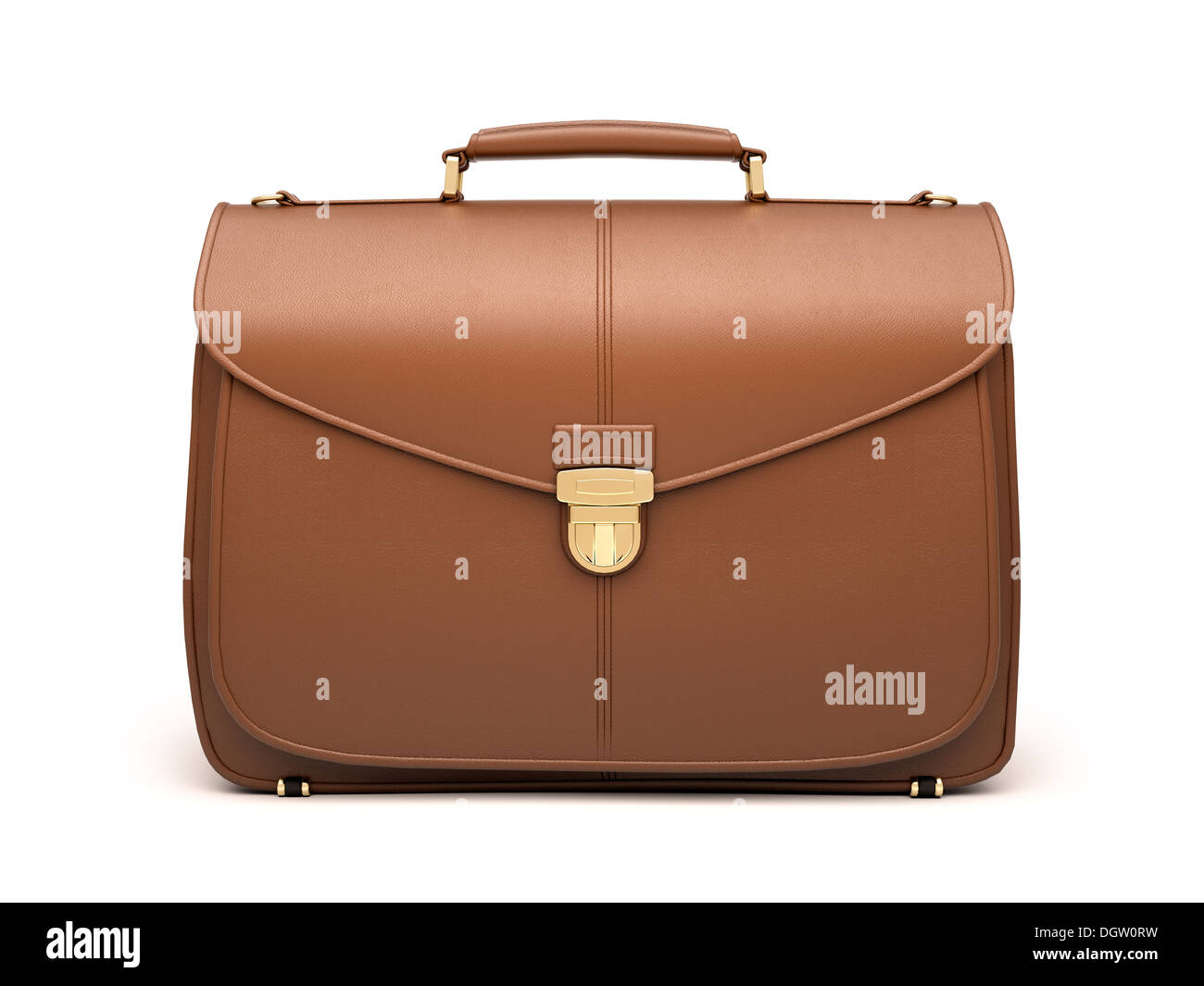 Brown business briefcase isolated Stock Photo