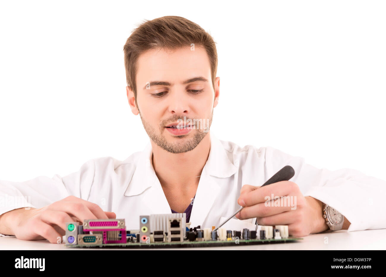 Computer Engineer, isolated over white background Stock Photo Alamy