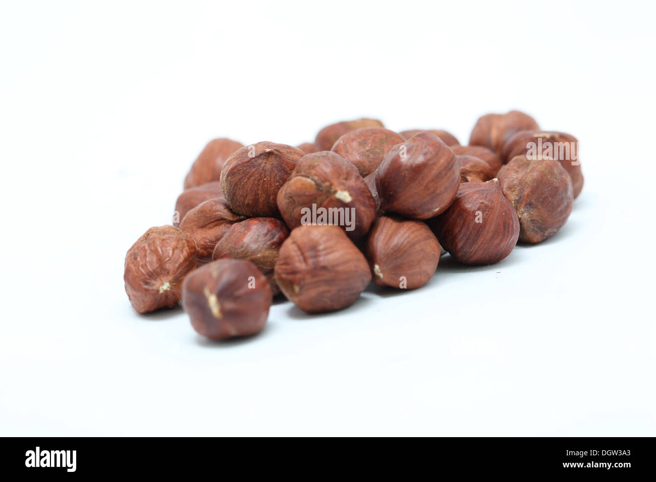 hazelnuts on a white background close-up Stock Photo