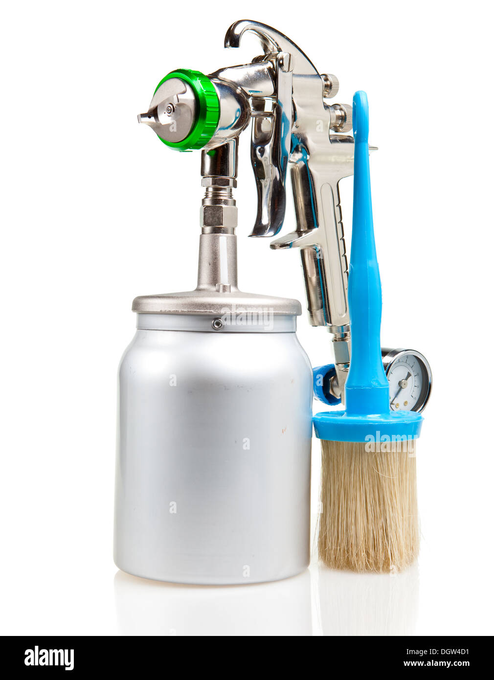 New metal brilliant Spray gun And brush Stock Photo Alamy