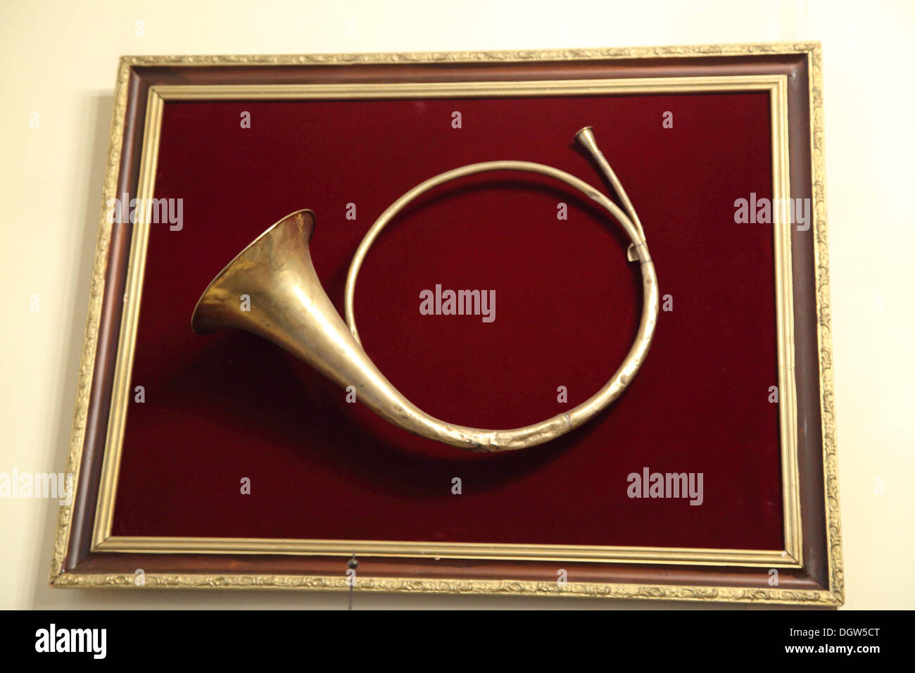 trumpet horn. Picture in a frame Stock Photo